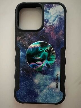 iPhone 13 Pro Max Galaxy Case w/ PopSocket Grip Smartish Space Design